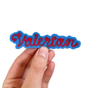 Custom Word Patch - Red on Blue