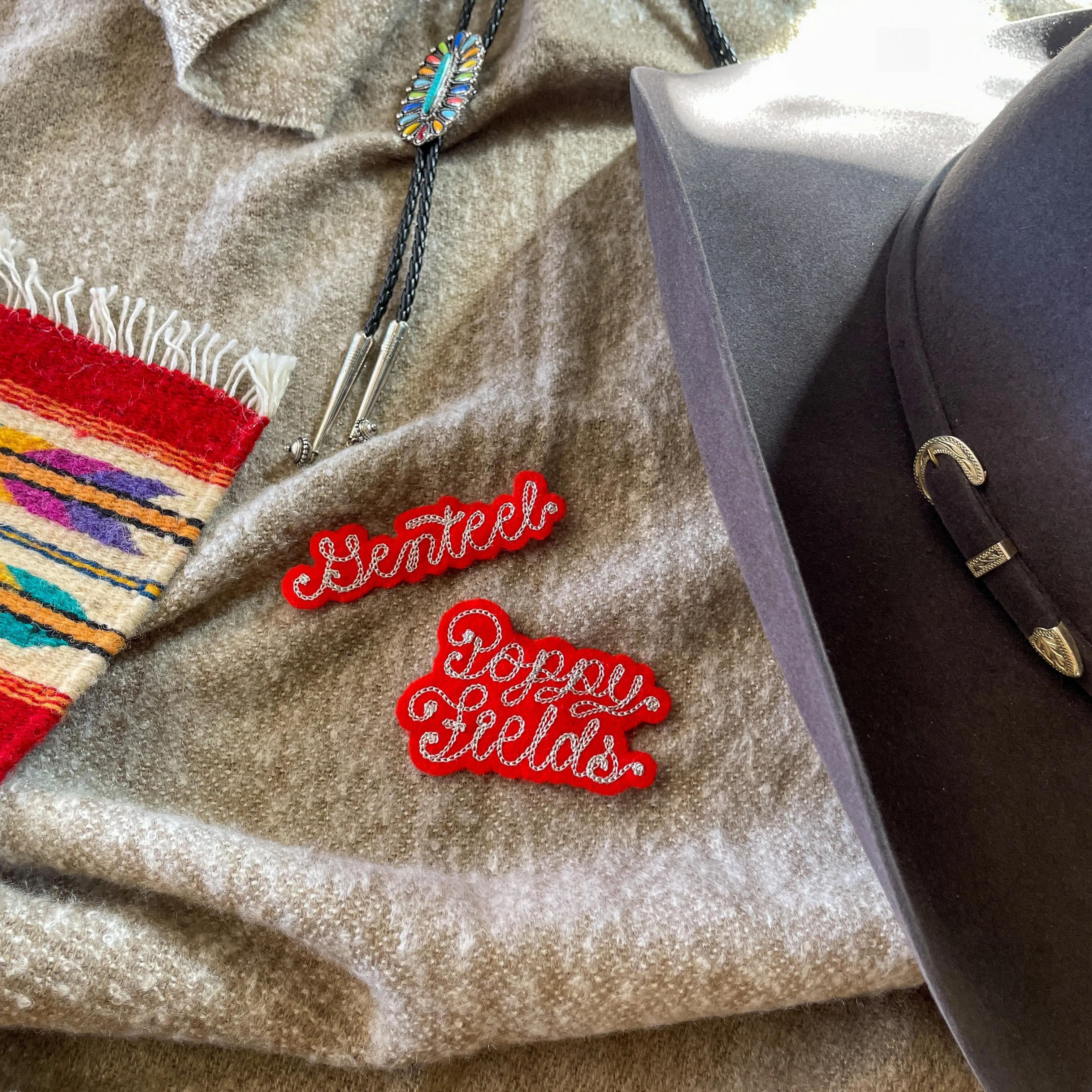 Custom Word Patch - Silver on Red