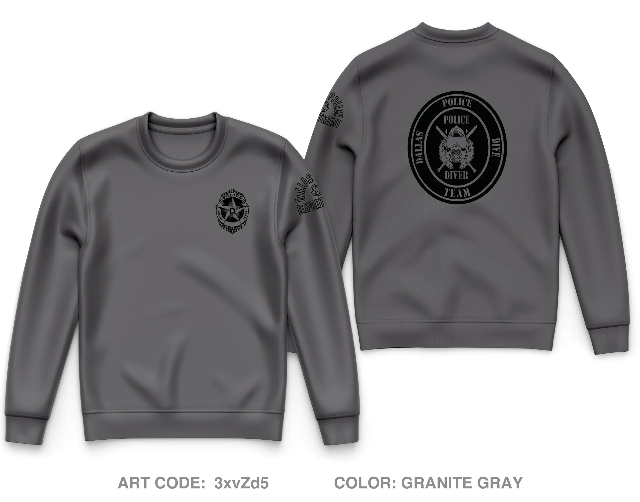 Dallas Police Dive Team Core Men's Crewneck Performance Sweatshirt - 3xvZd5