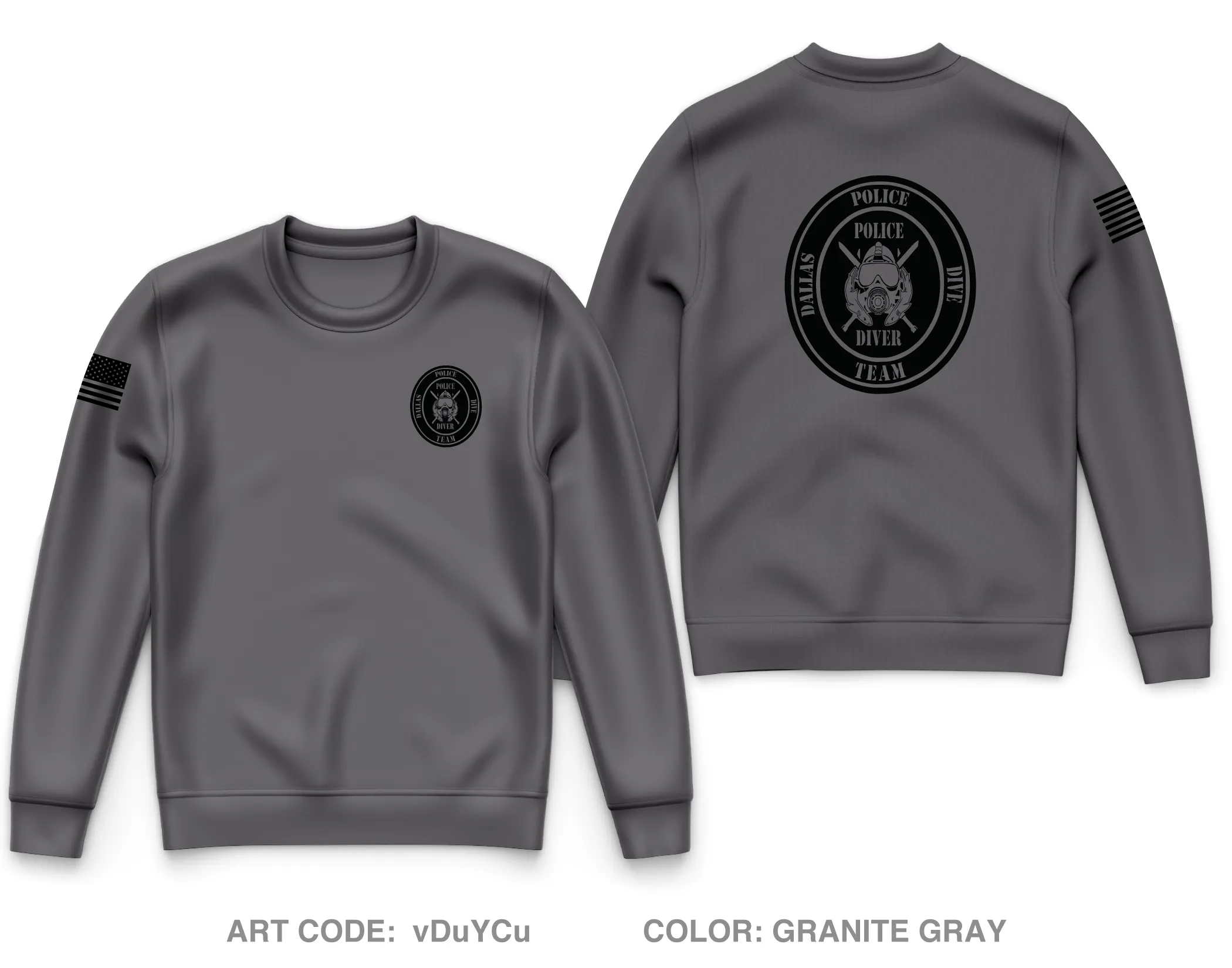 Dallas Police Dive Team Core Men's Crewneck Performance Sweatshirt - vDuYCu