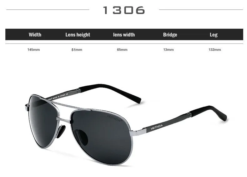 Designer Pilot Polarized Sunglasses 1306