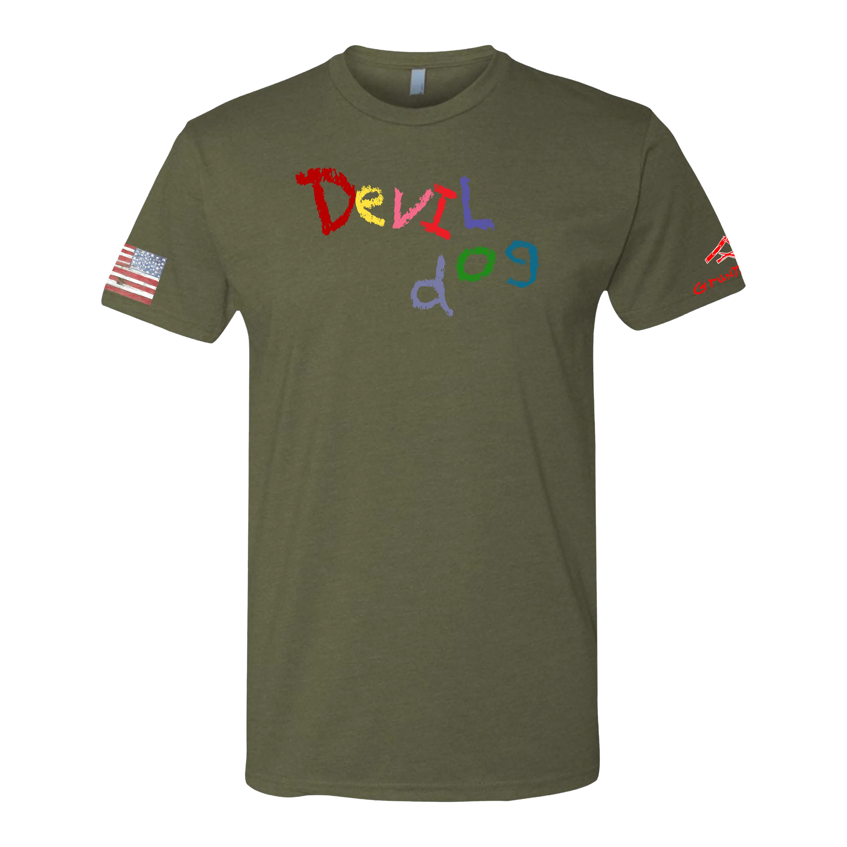 DEVIL DOG-Crayon Shirt (OD OR CHARCOAL GRAY)