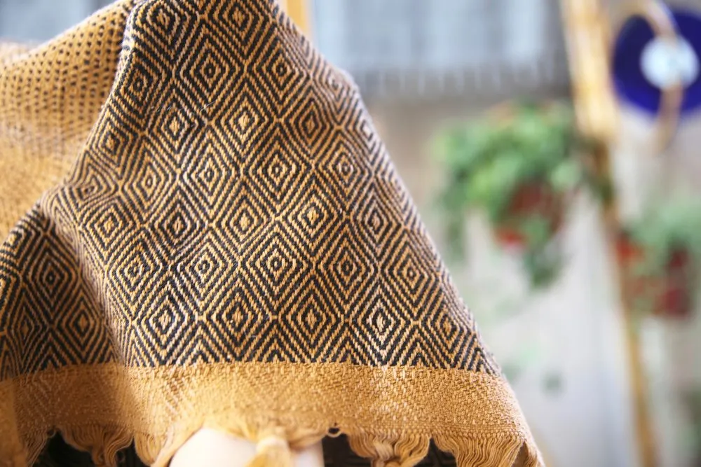 Diamond Large Pestemal Throw in Mustard