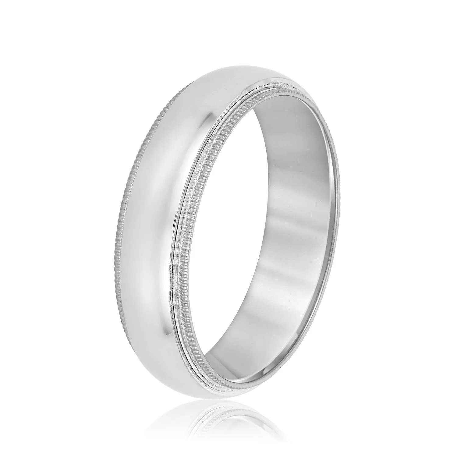 Domed Milgrain Classic Men's Wedding Band Comfort Fit