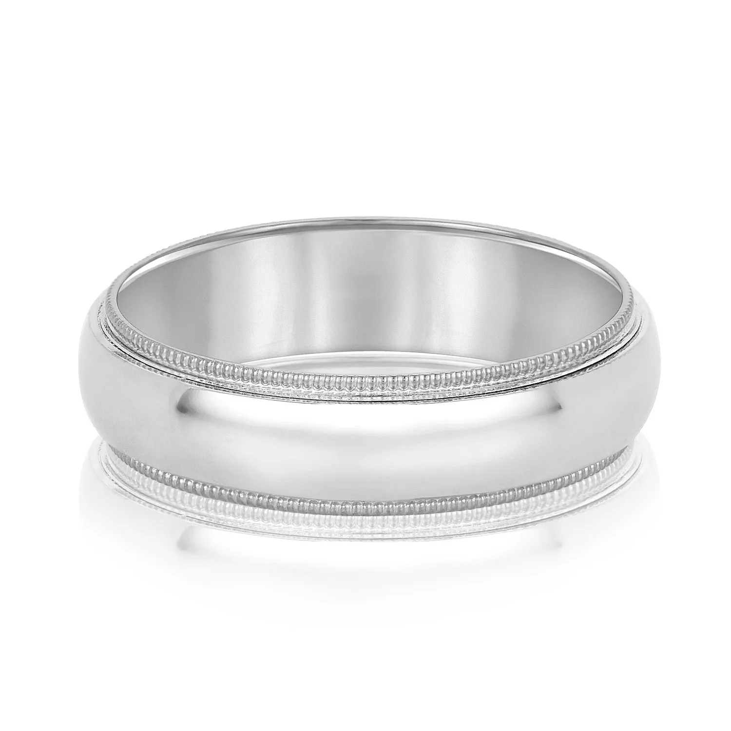Domed Milgrain Classic Men's Wedding Band Comfort Fit