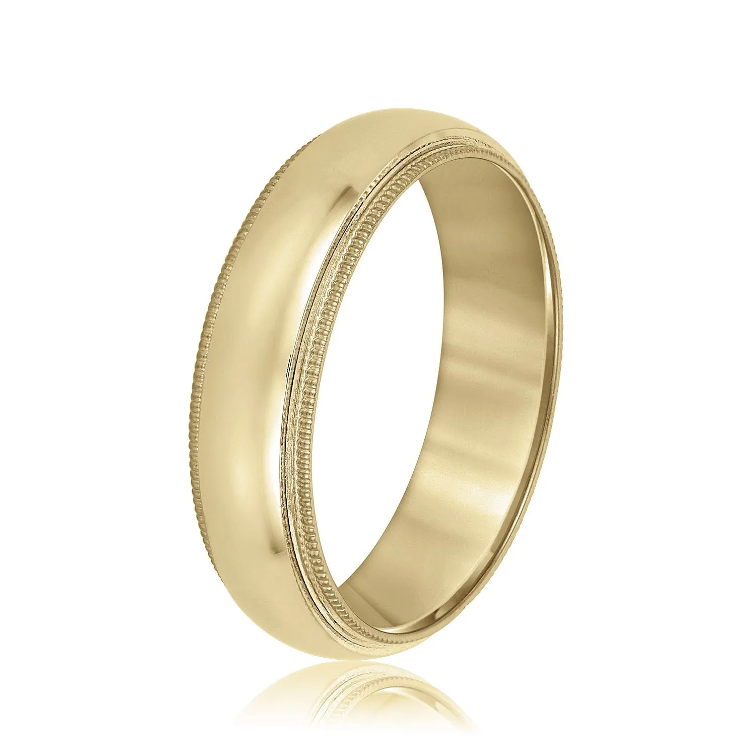 Domed Milgrain Classic Men's Wedding Band Comfort Fit