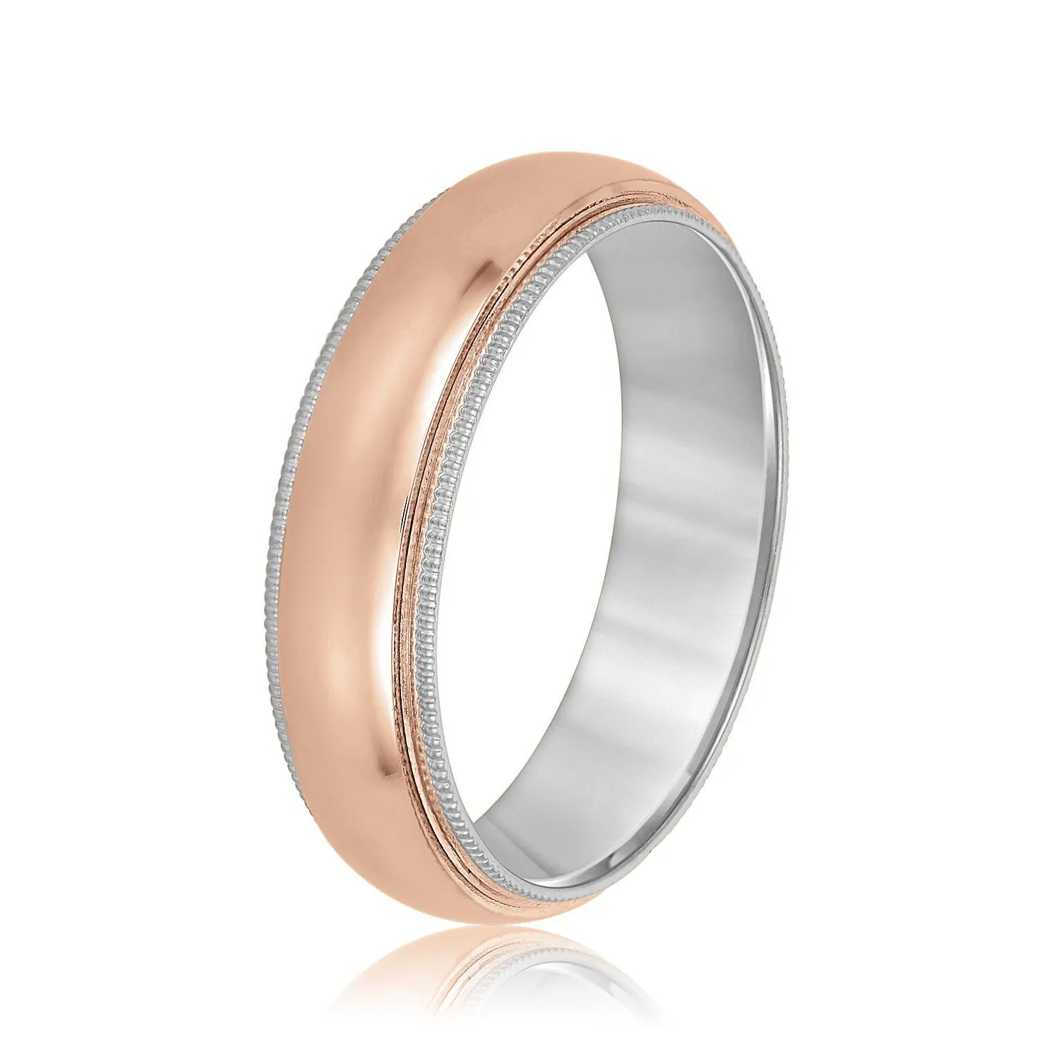 Domed Milgrain Classic Men's Wedding Band Comfort Fit