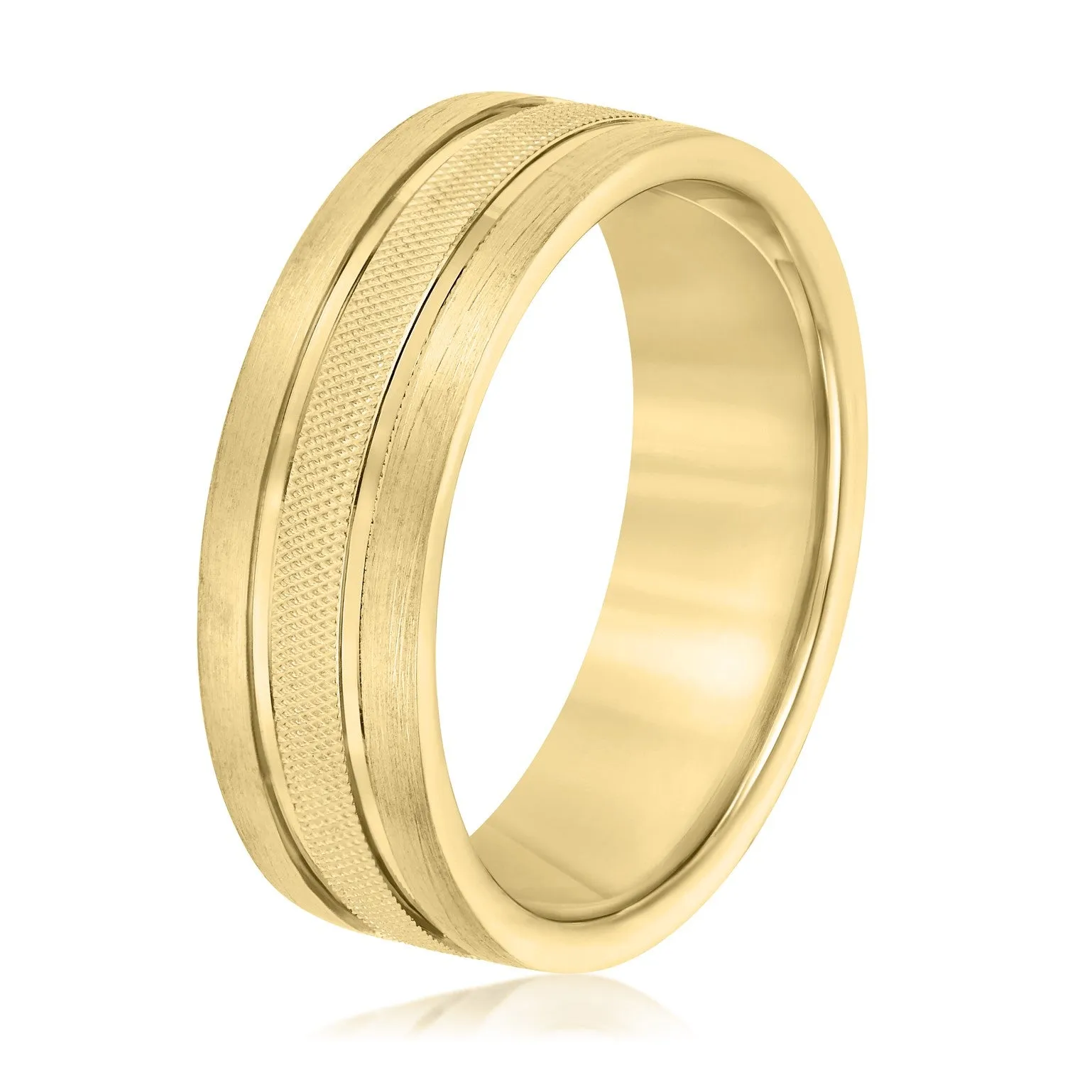 Double Row Comfort Fit Men's Wedding Band
