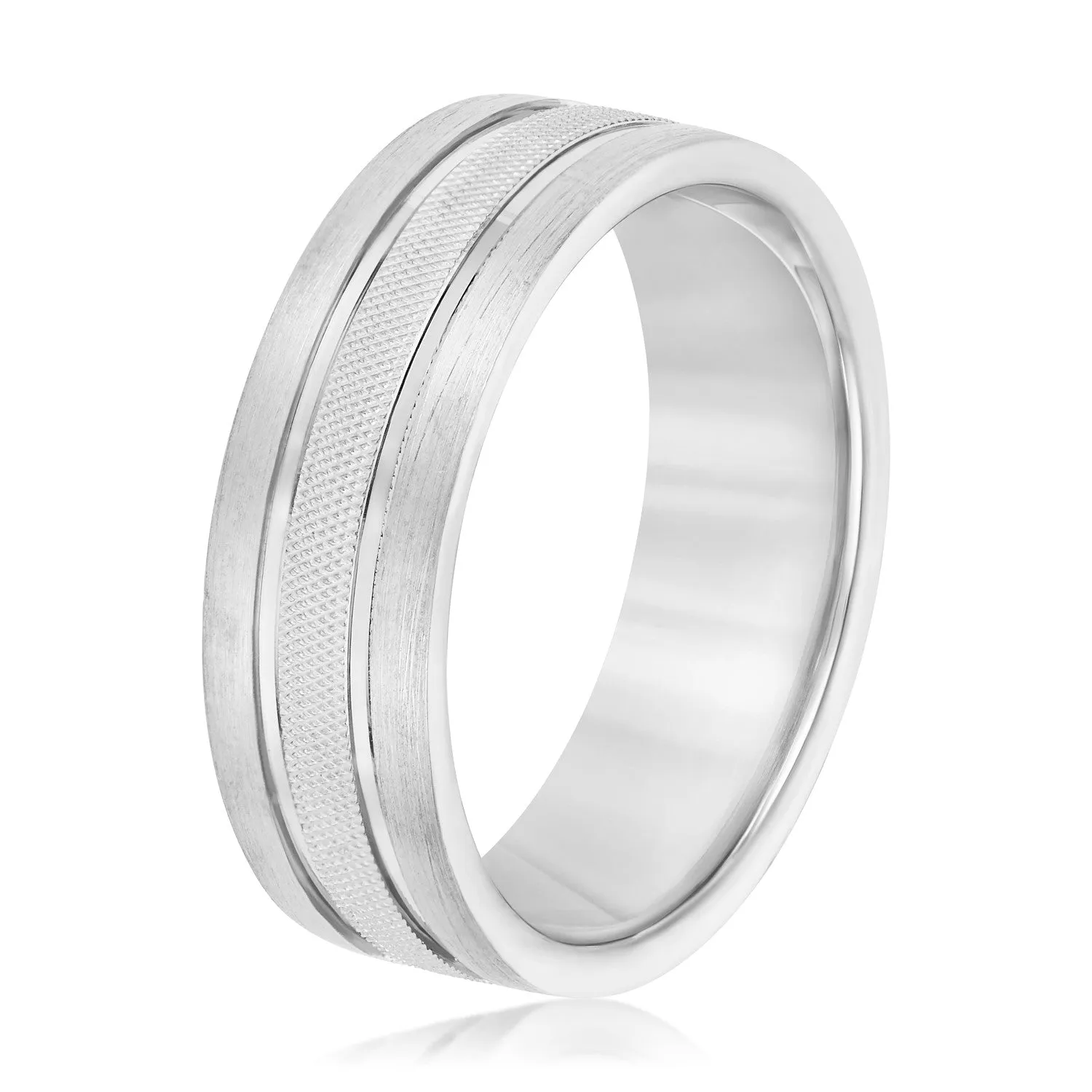 Double Row Comfort Fit Men's Wedding Band