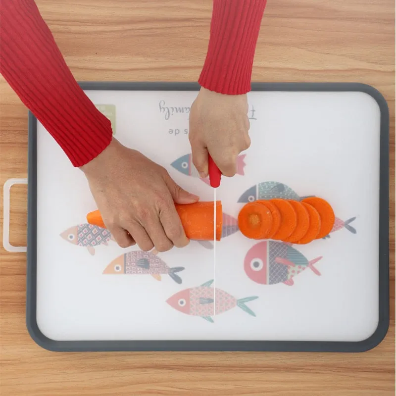 Double Sided Cutting Board Food Fruit Chopping Board Kitchen Stuff Non-slip Easy Clean