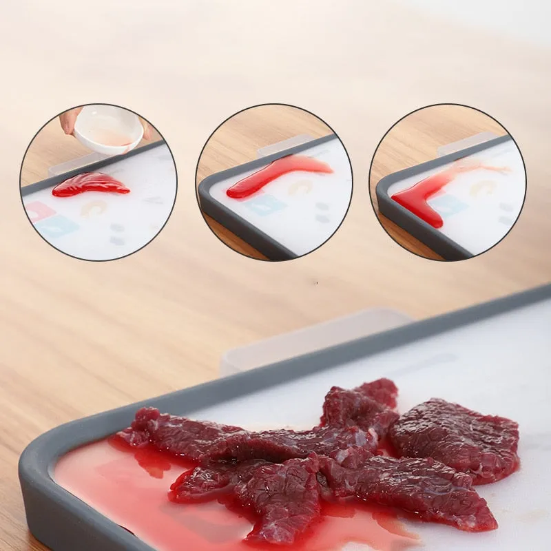Double Sided Cutting Board Food Fruit Chopping Board Kitchen Stuff Non-slip Easy Clean