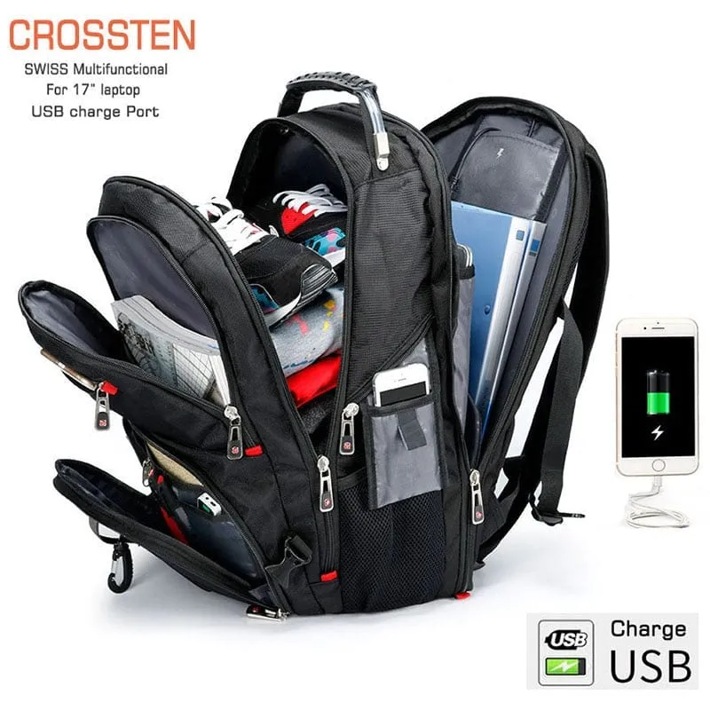 Durable Laptop Backpack USB Charging Port Swiss-Multifunctional