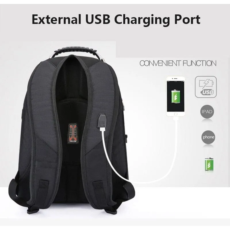 Durable Laptop Backpack USB Charging Port Swiss-Multifunctional