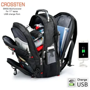 Durable Laptop Backpack USB Charging Port Swiss-Multifunctional