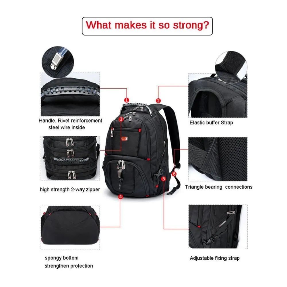 Durable Laptop Backpack USB Charging Port Swiss-Multifunctional