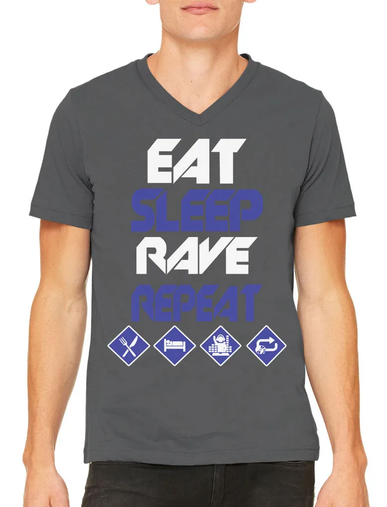 Eat Sleep Rave Repeat Men's V-neck T-shirt