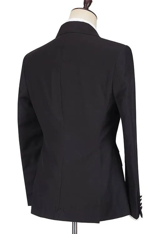 Fashion Black Peaked Lapel Slim Fit Men Marriage Suits