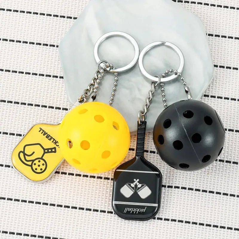 Fashion Sports Pickleball keychain For Sports Lovers Bags Wallets Car Key Pendants Cute Mini Pickleball Keychain Gifts