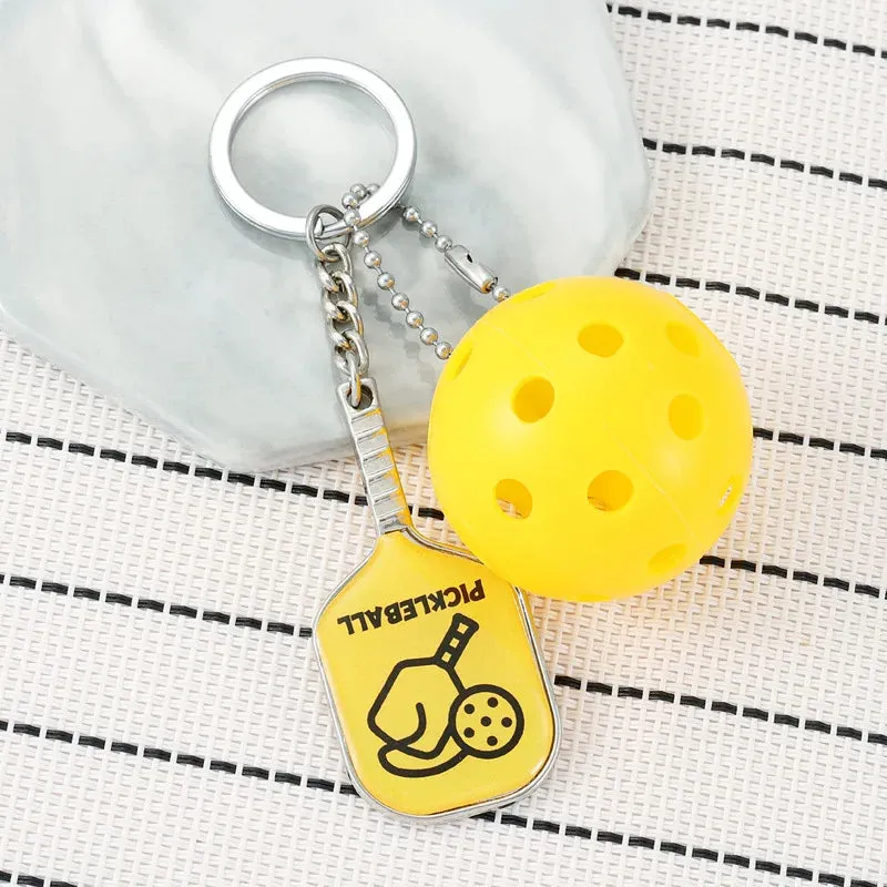 Fashion Sports Pickleball keychain For Sports Lovers Bags Wallets Car Key Pendants Cute Mini Pickleball Keychain Gifts