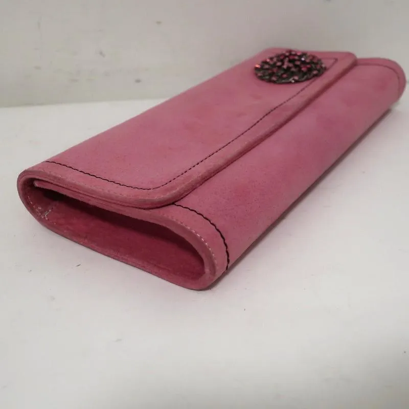 Fatto a Mano by Carlos Falchi Clutch Pink Embellished Suede Chain Strap Bag
