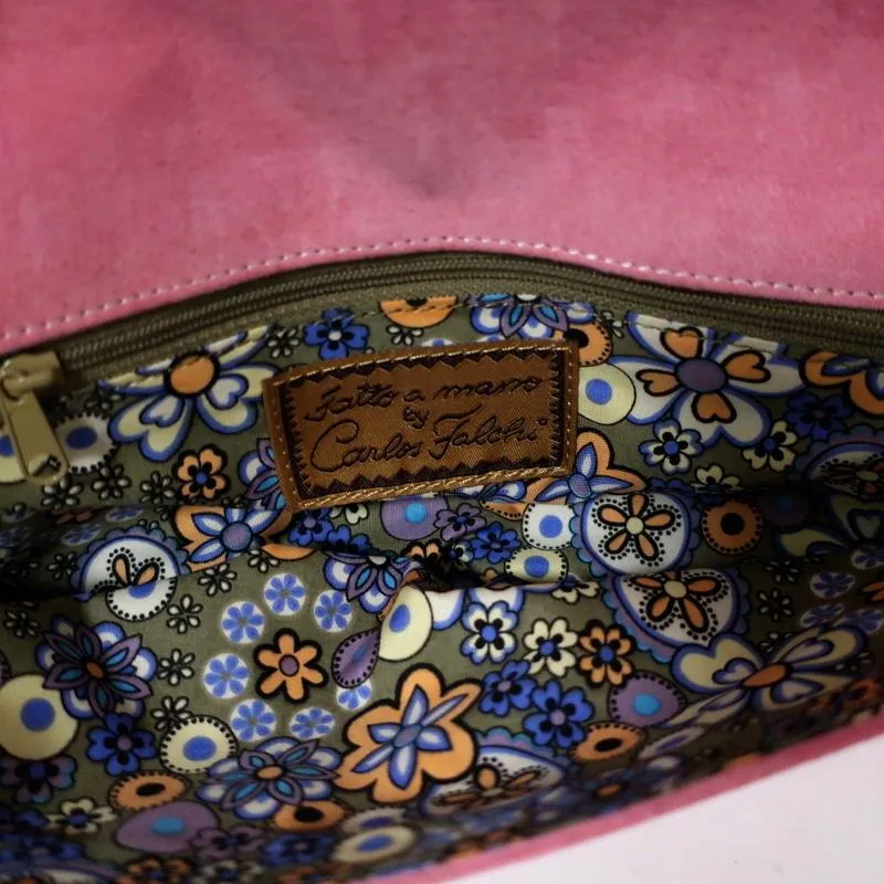 Fatto a Mano by Carlos Falchi Clutch Pink Embellished Suede Chain Strap Bag