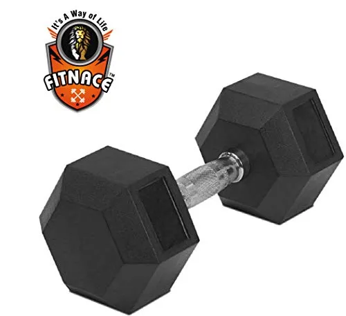 FITNACE HEX Dumbbell 2kg, 2.5, 3kg, 4kg, 5kg, 7.5kg, 10kg, 12.5kg, 15kg Single 1 PC, Hexa Dumbbell Single PC (1 PC, 5) (Black)