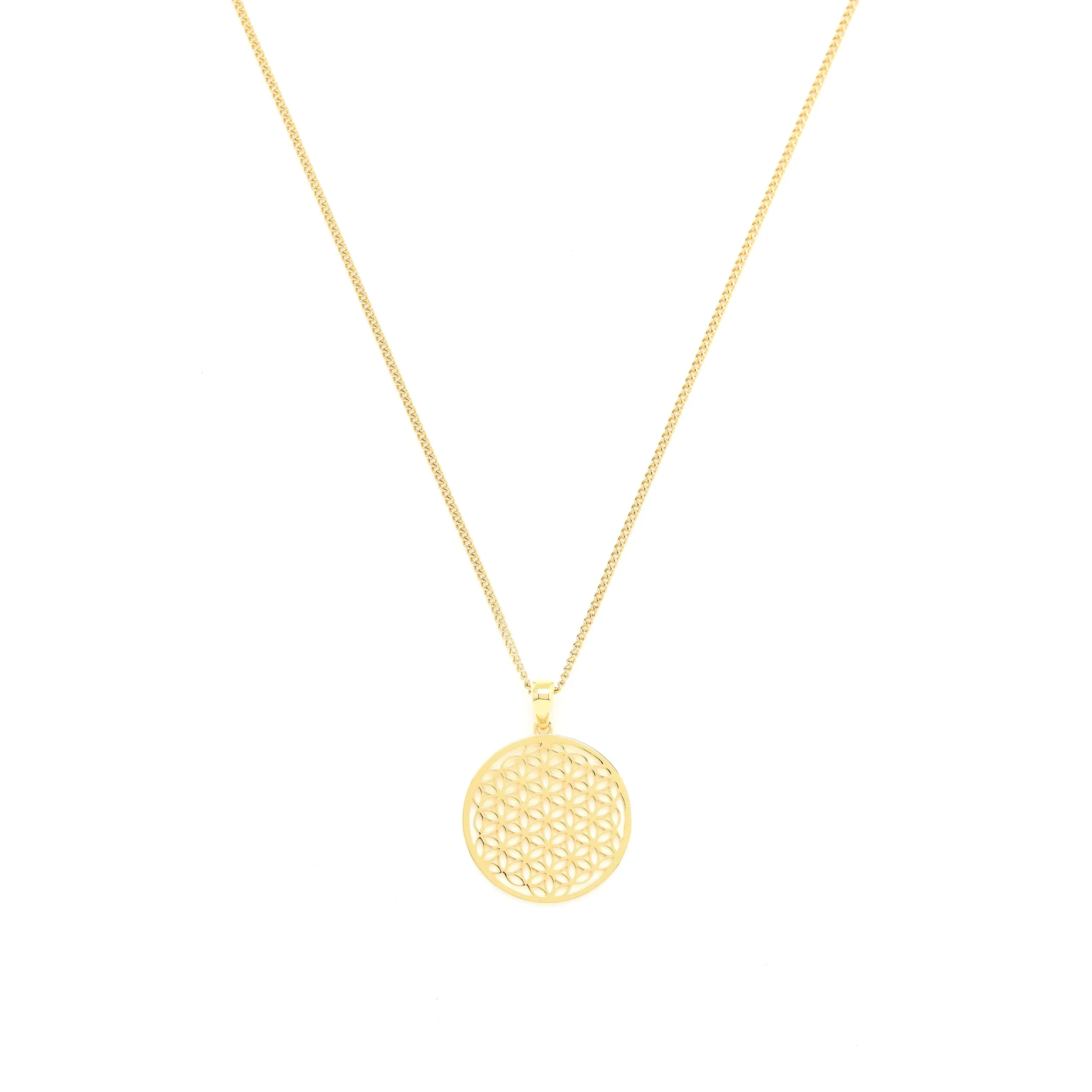 Flower of Life Necklace, White Rhodium, All Gender