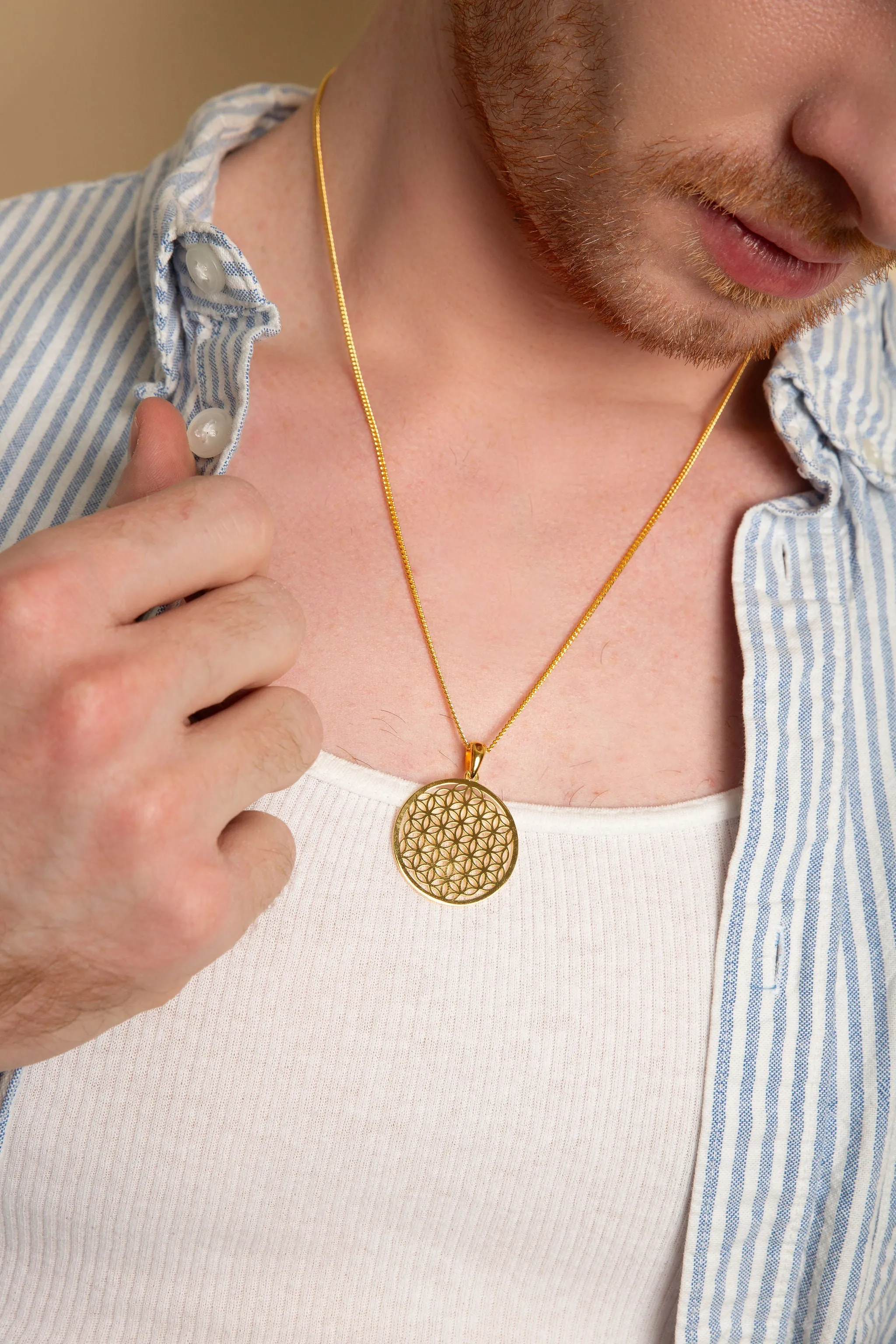 Flower of Life Necklace, White Rhodium, All Gender