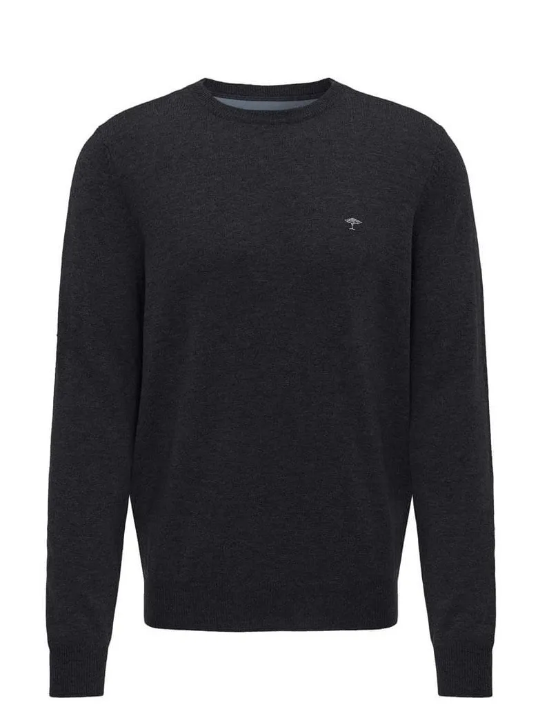 FYNCH HATTON Crew Neck Sweater - Men's Fine Knit – Charcoal