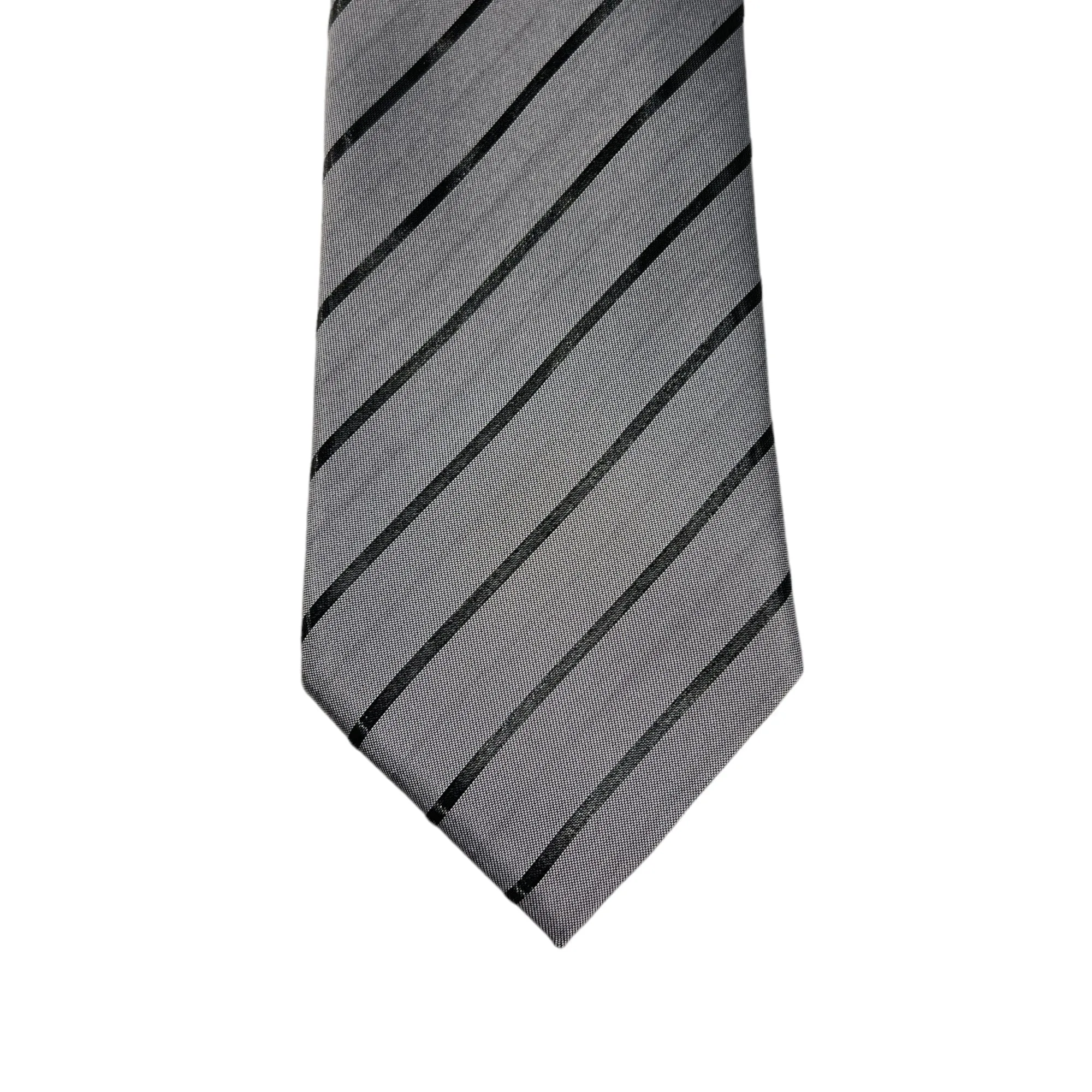 GIORGIO ARMANI Diagonal Striped Silk Blend Tie - Grey