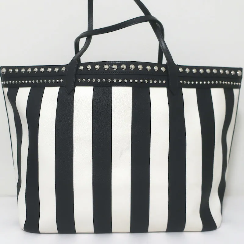 Givenchy Large Antigona Tote Black & White Striped Coated Canvas Shoulder Bag