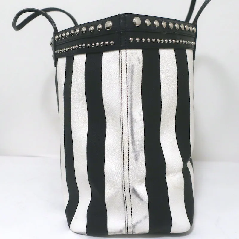 Givenchy Large Antigona Tote Black & White Striped Coated Canvas Shoulder Bag