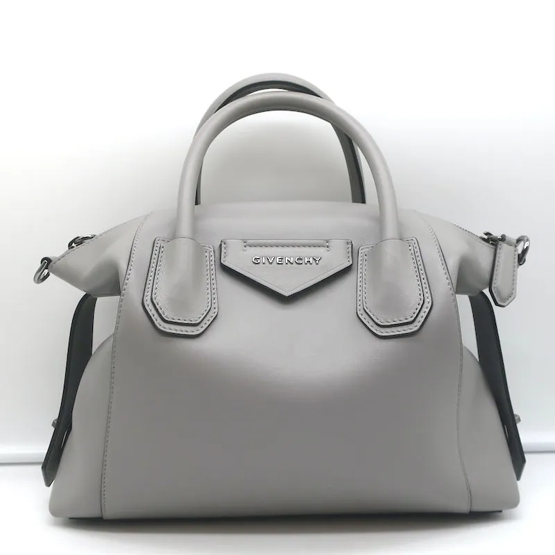 Givenchy Small Antigona Soft Bag Pearl Grey Leather Crossbody