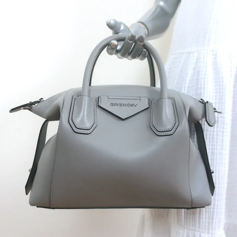 Givenchy Small Antigona Soft Bag Pearl Grey Leather Crossbody