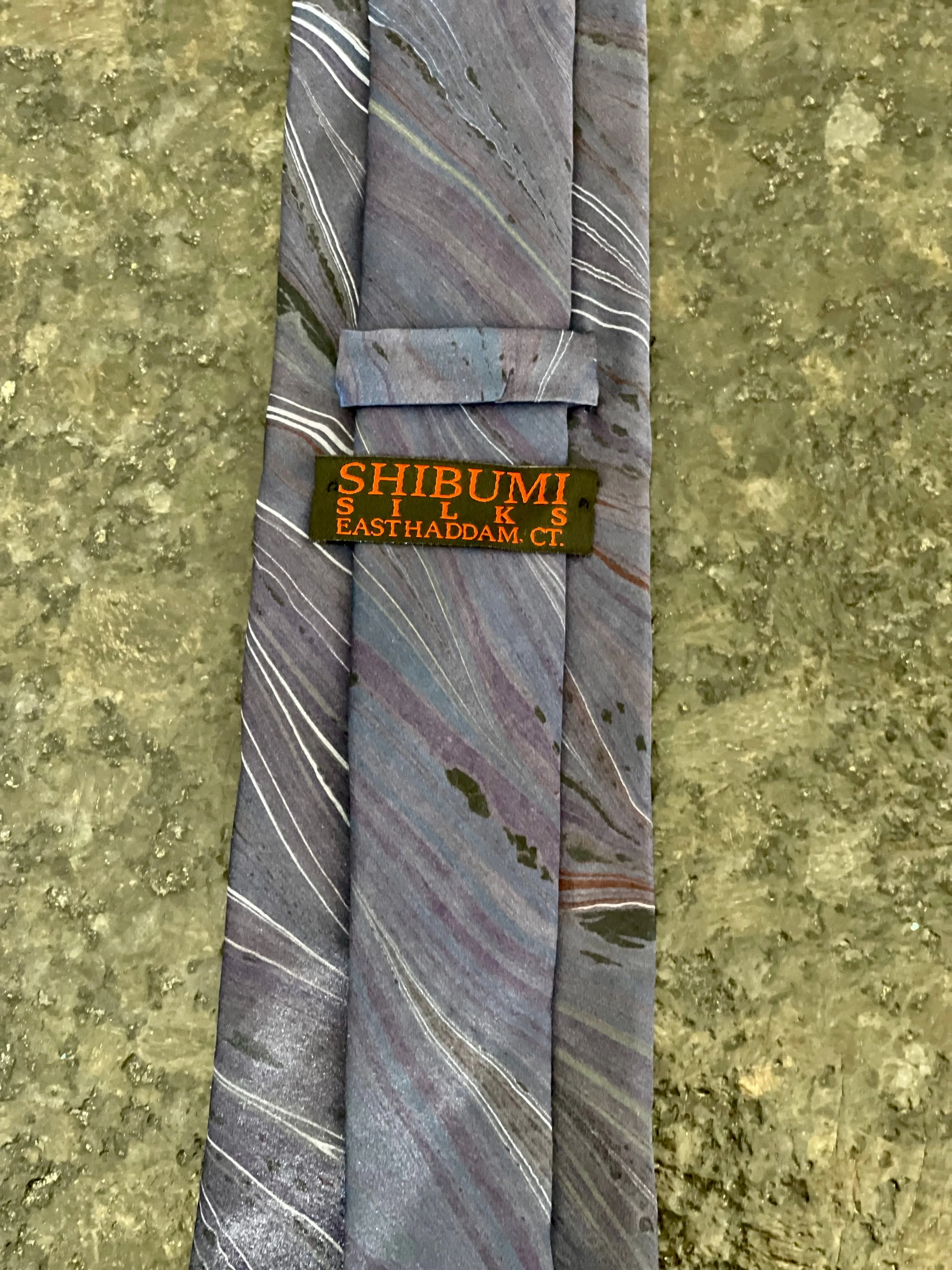 Gray chevron 3” Silk Tie  water marbled