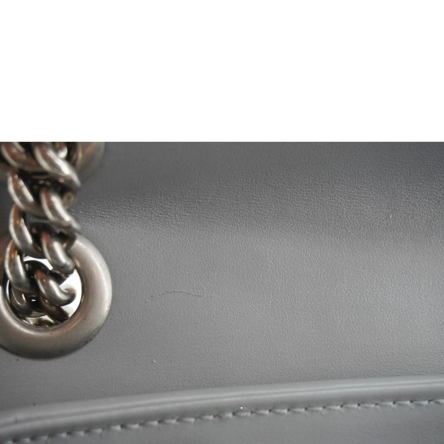 GUCCI GG Marmont Mini Matelasse Chevron Leather Shoulder Bag Gray 446744