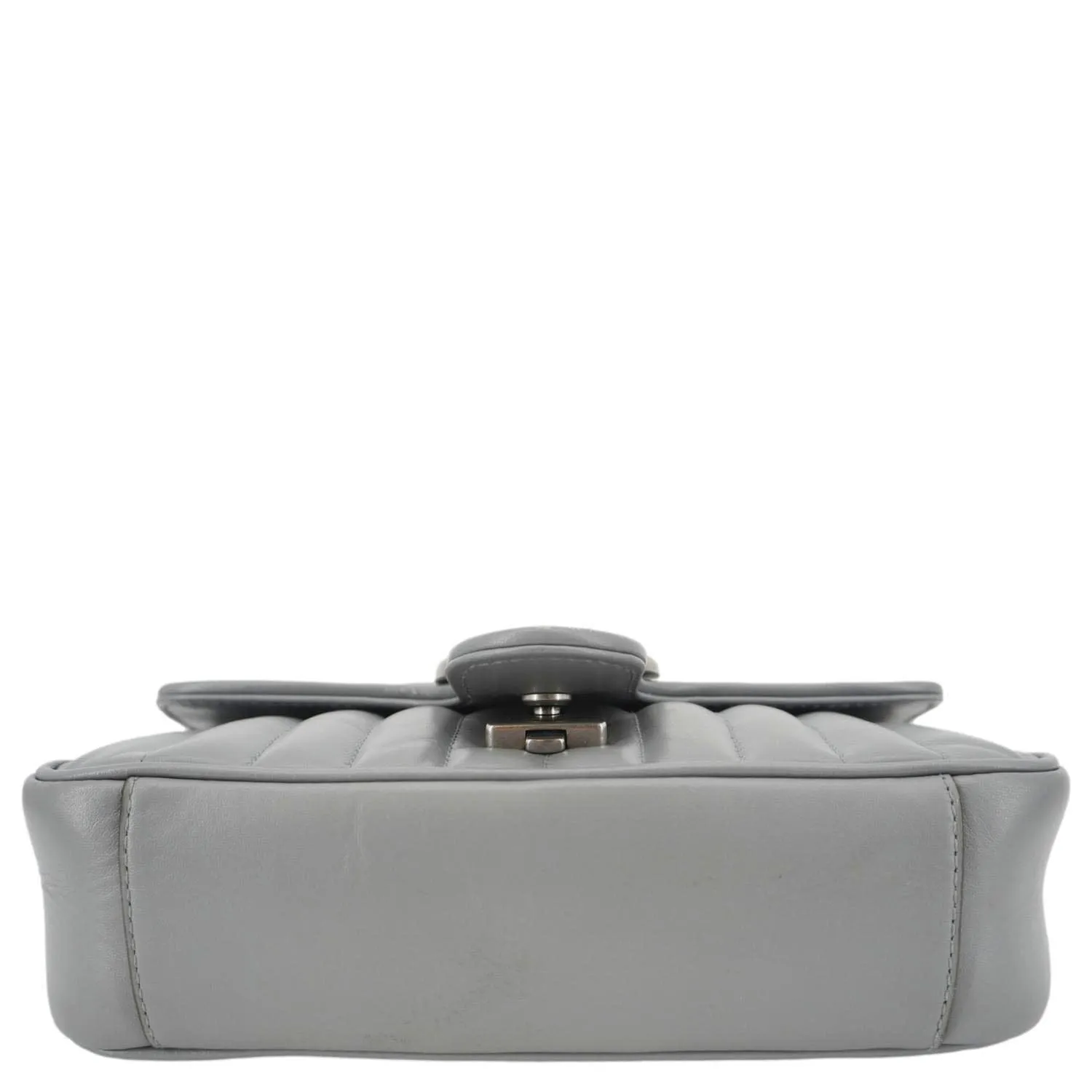 GUCCI GG Marmont Mini Matelasse Chevron Leather Shoulder Bag Gray 446744