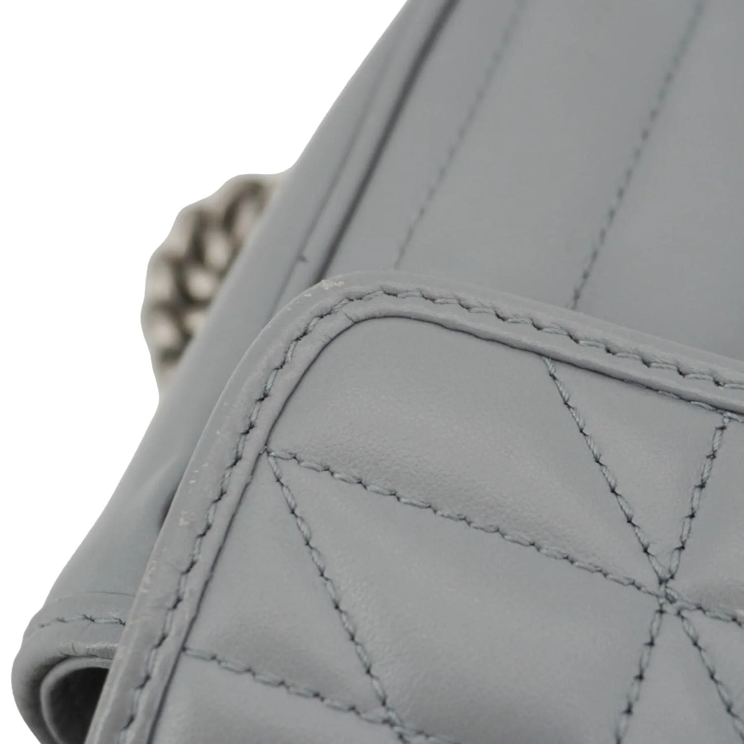 GUCCI GG Marmont Mini Matelasse Chevron Leather Shoulder Bag Gray 446744