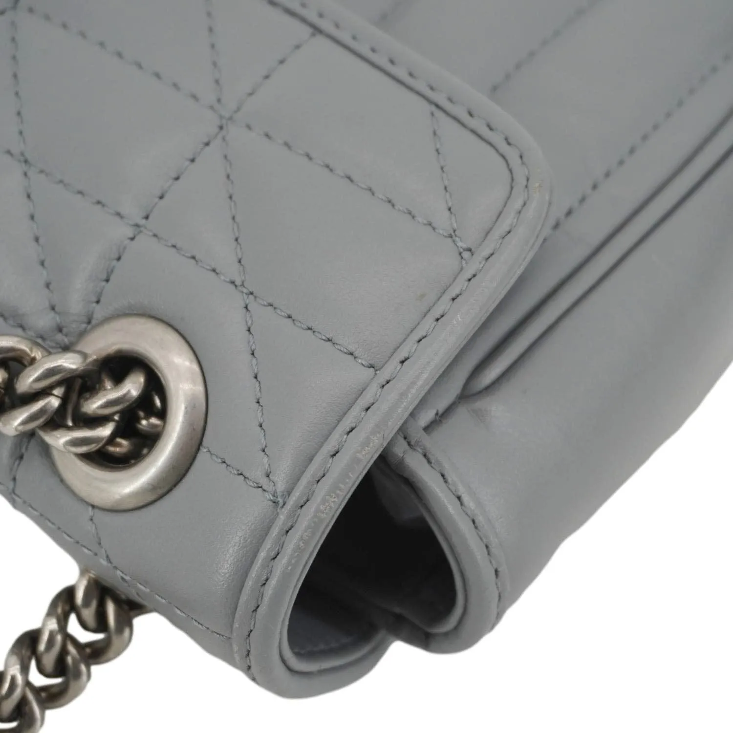 GUCCI GG Marmont Mini Matelasse Chevron Leather Shoulder Bag Gray 446744