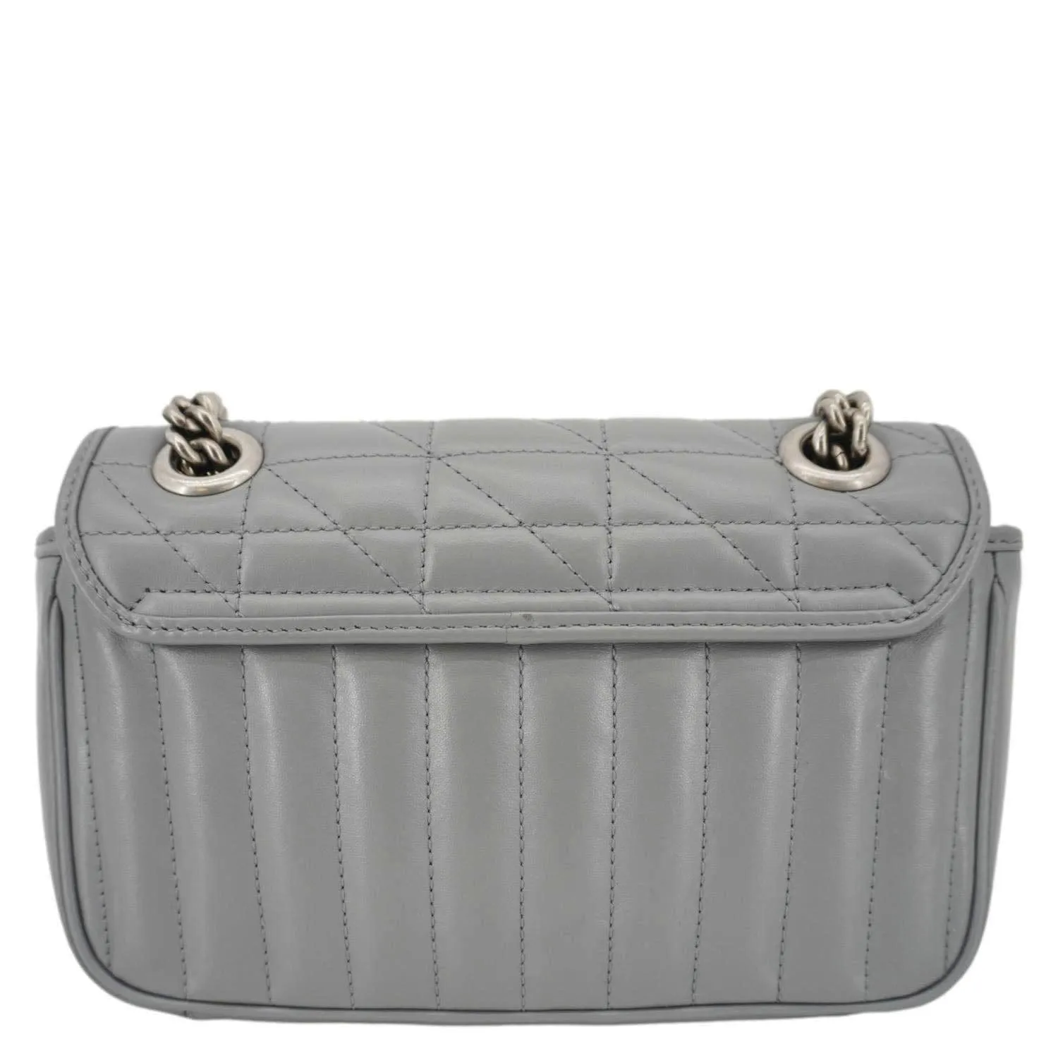 GUCCI GG Marmont Mini Matelasse Chevron Leather Shoulder Bag Gray 446744