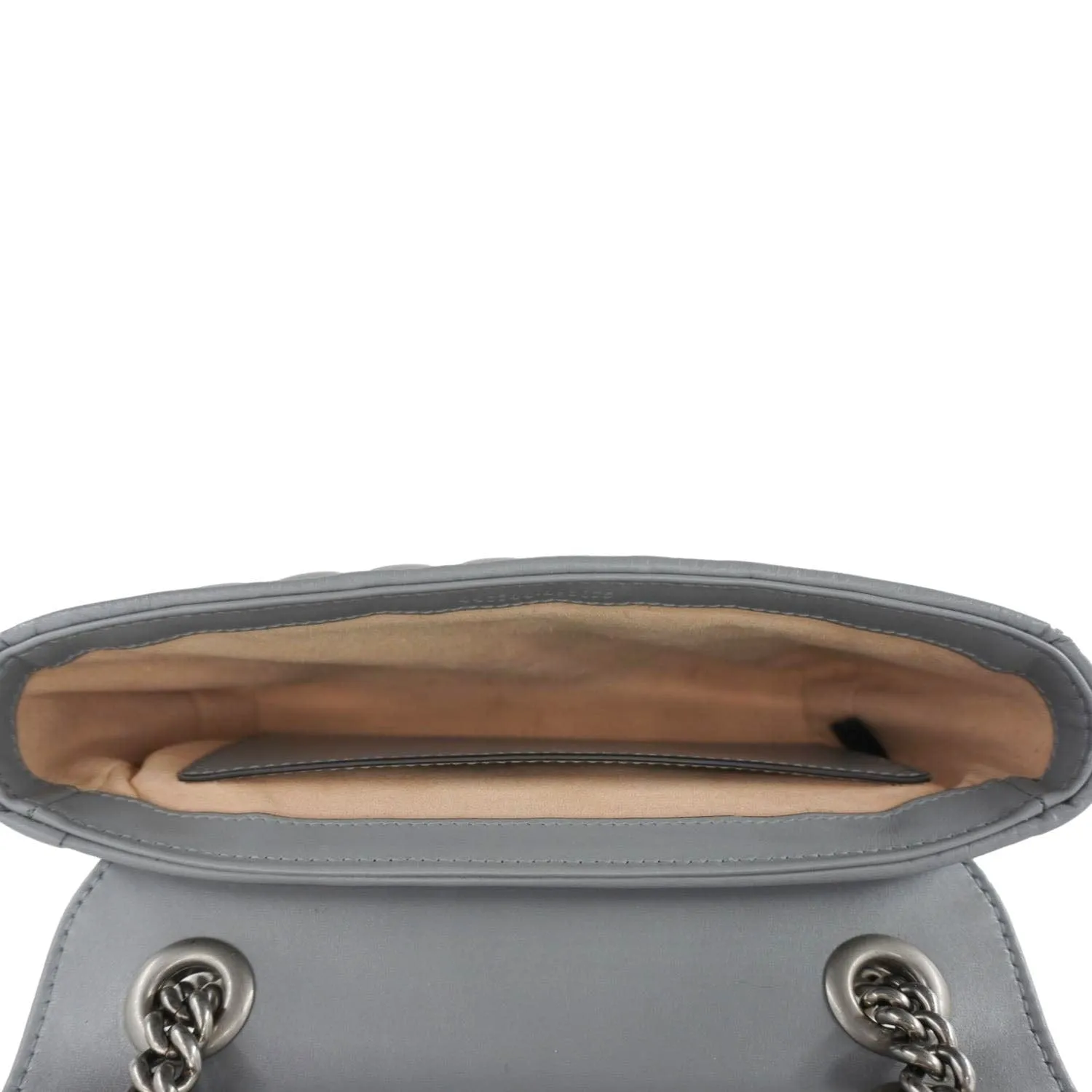 GUCCI GG Marmont Mini Matelasse Chevron Leather Shoulder Bag Gray 446744