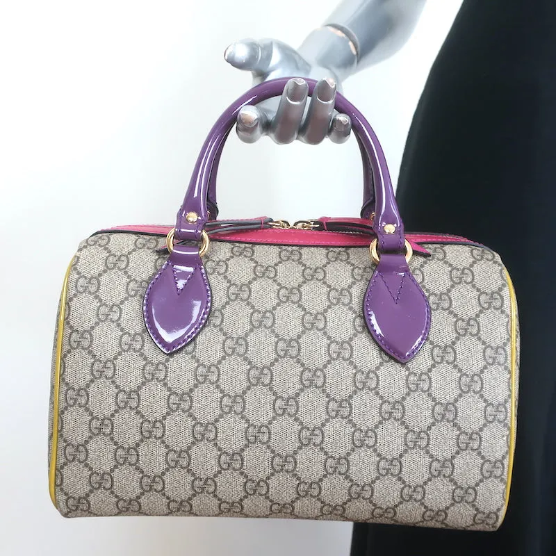 Gucci Limited Edition GG Supreme Small Boston Bag Brown with Multicolor Trim