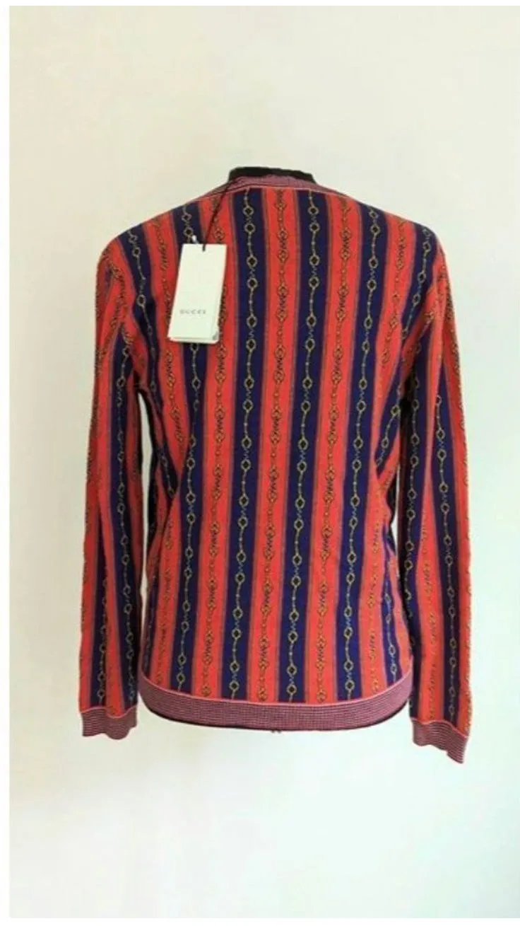 Gucci V-Neck Horsebit Chain Knit Cardigan