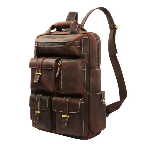 Handmade Mens Leather Backpack, Vintage Backpacks for Men, Designer Backpacks