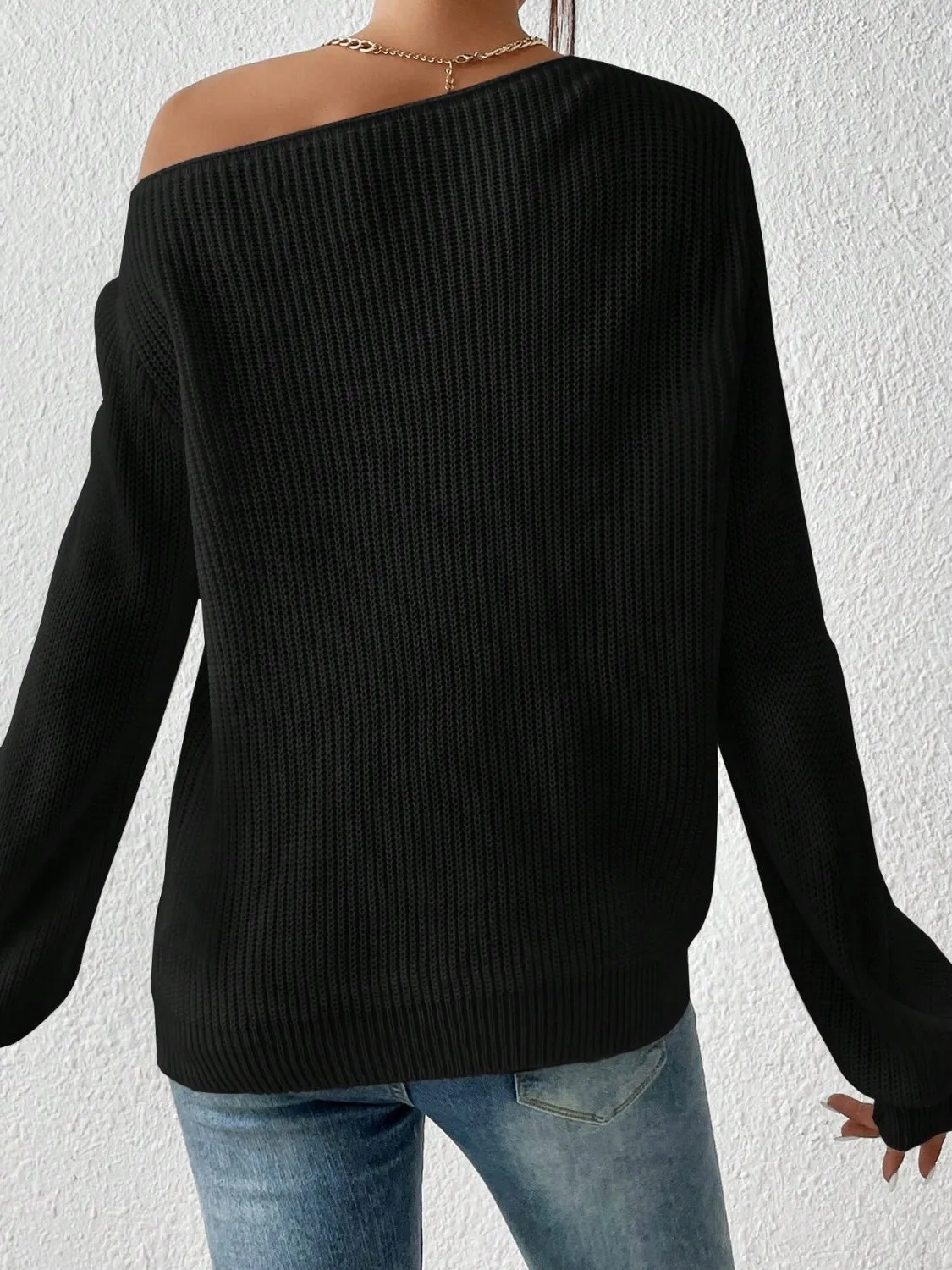 Hazel Blues® |  Honey Single Shoulder Long Sleeve Sweater