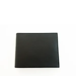 Hermes Black Swift Men's Wallet Blue Petit Fil d'Argent Silk Lining Classic Gift