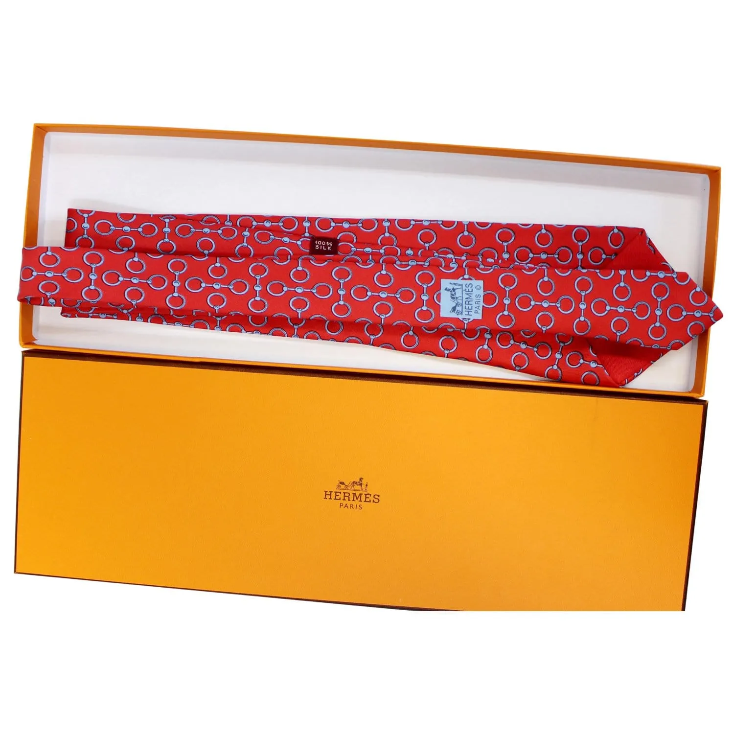 HERMES Men's Silk Neck Tie Red - 15% OFF