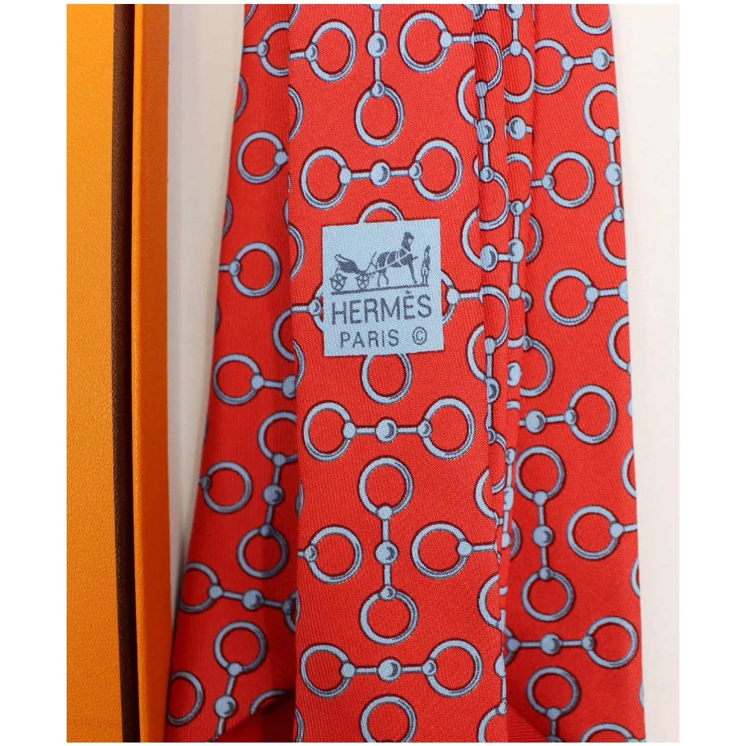 HERMES Men's Silk Neck Tie Red - 15% OFF