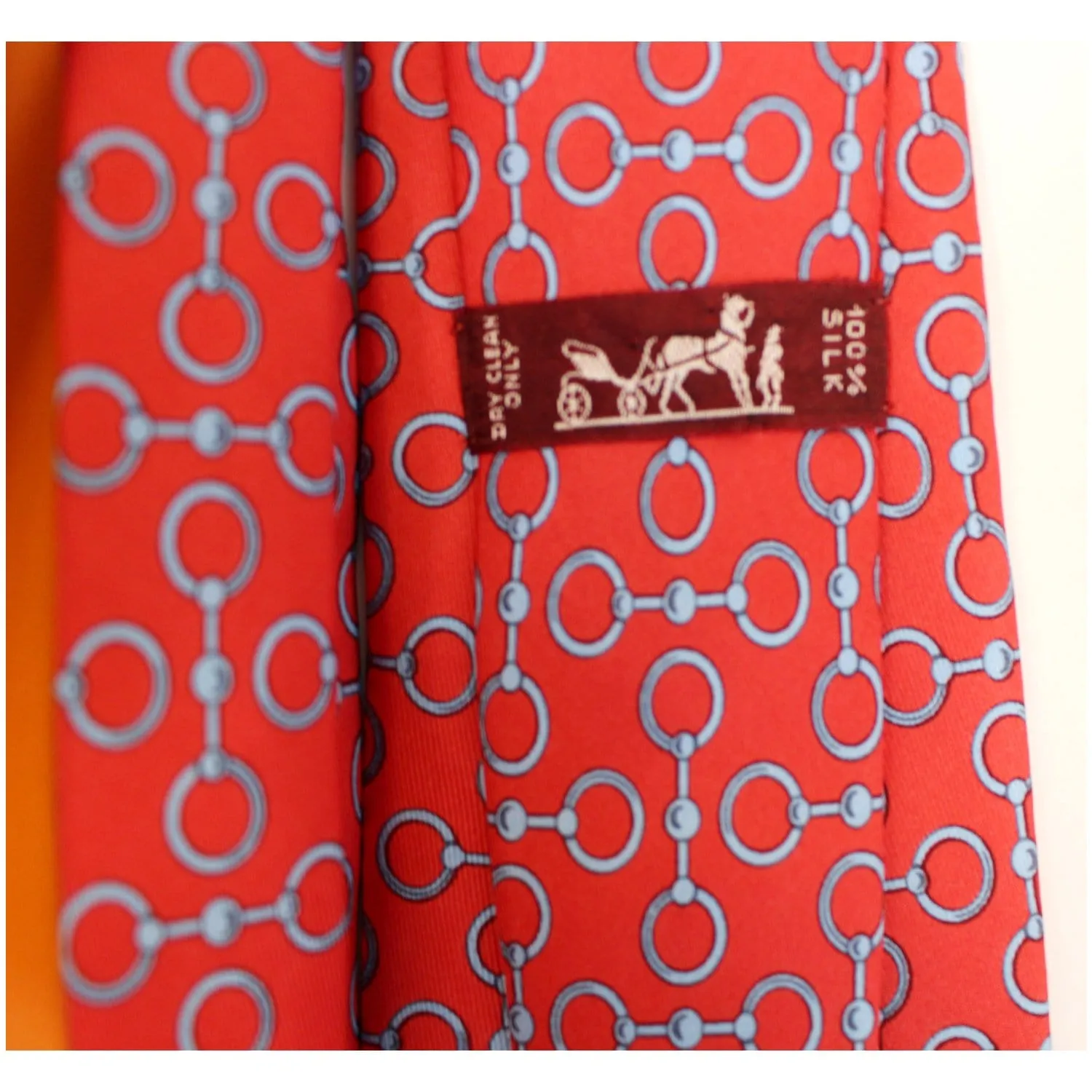 HERMES Men's Silk Neck Tie Red - 15% OFF