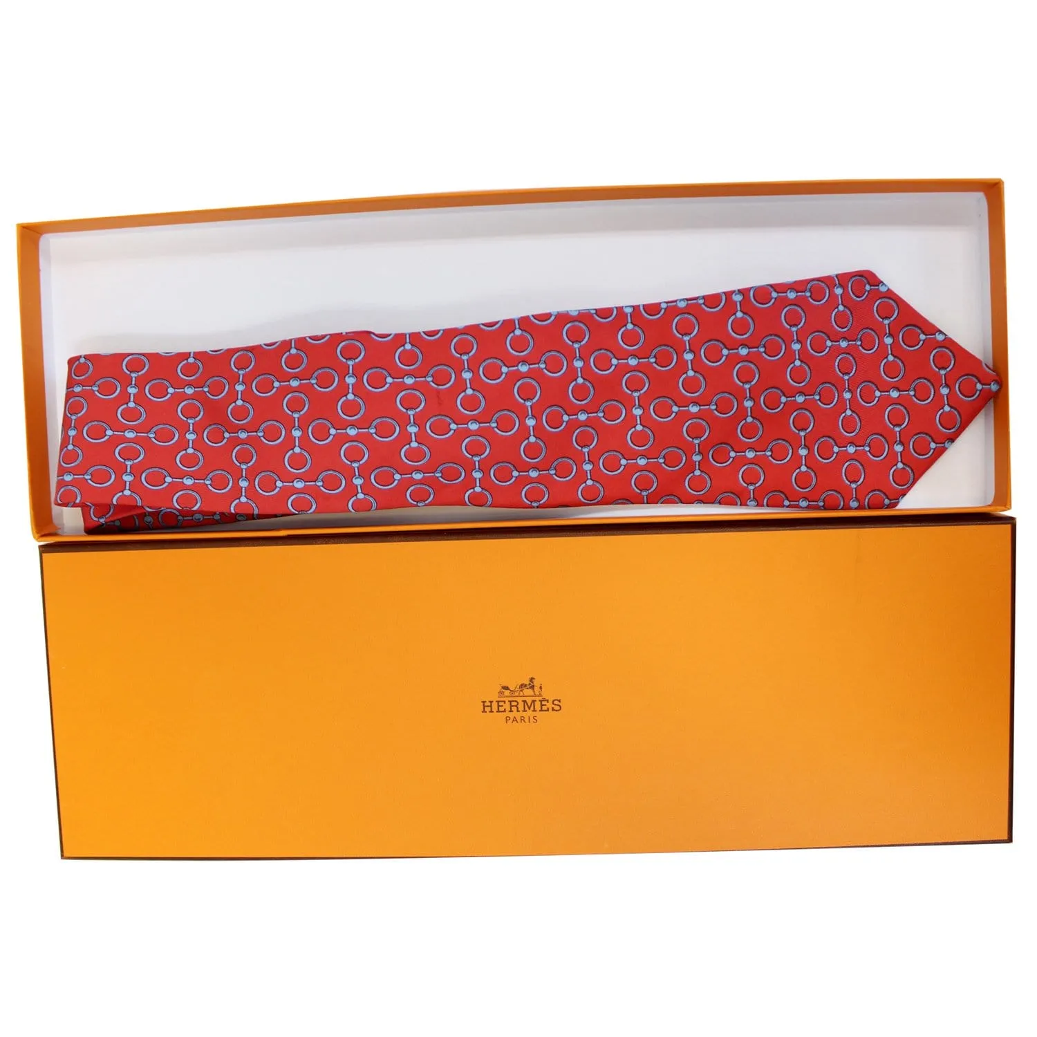 HERMES Men's Silk Neck Tie Red - 15% OFF